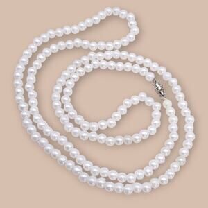 Moonglow Faux Pearl Opera Long Vintage Necklace – Ethereal Romantic Minimalist